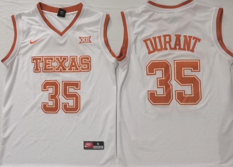 NCAAB Texas Longhorns #35 Kevin Durant White New Jersey