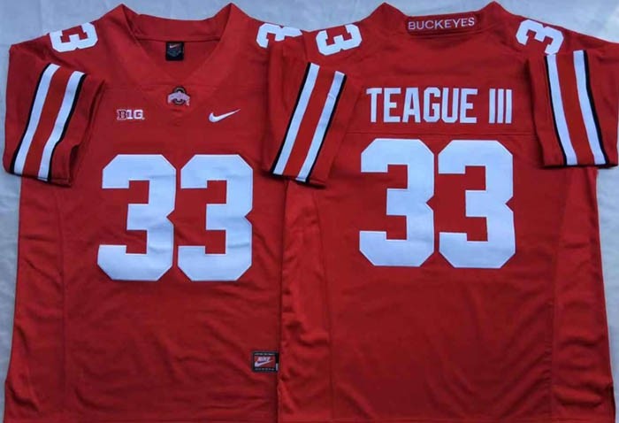 Ohio State Buckeyes Red #33 TEAGUE III