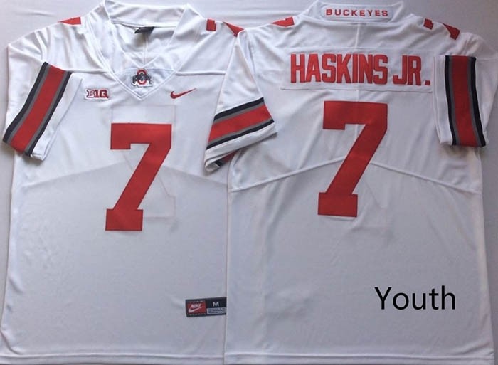 Youth Ohio State Buckeyes White #7 HASKINS JR.