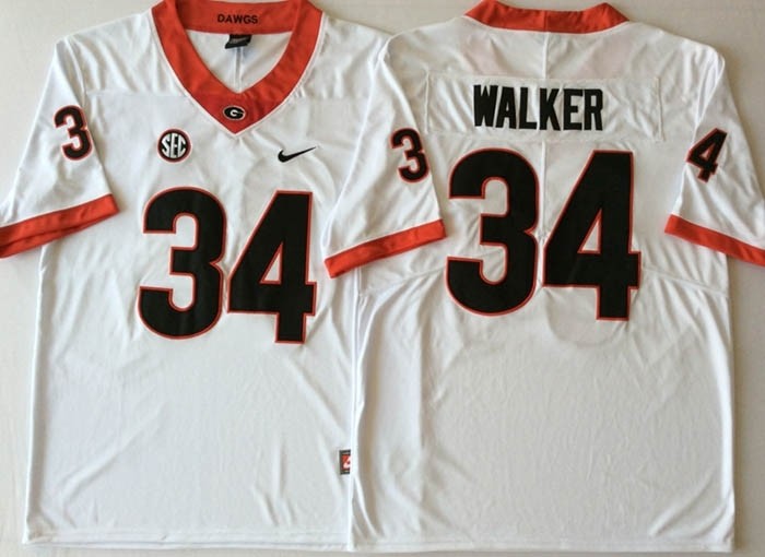 Georgia Bulldogs White #34 WALKER