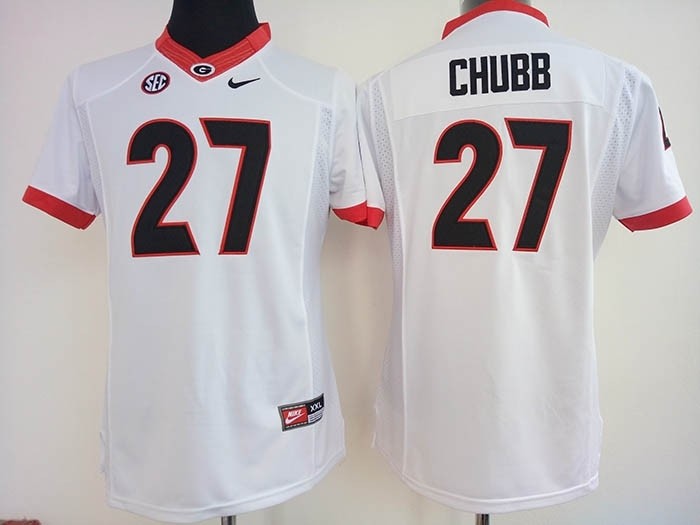 Womens Georgia Bulldogs White #27 Chubb jersey