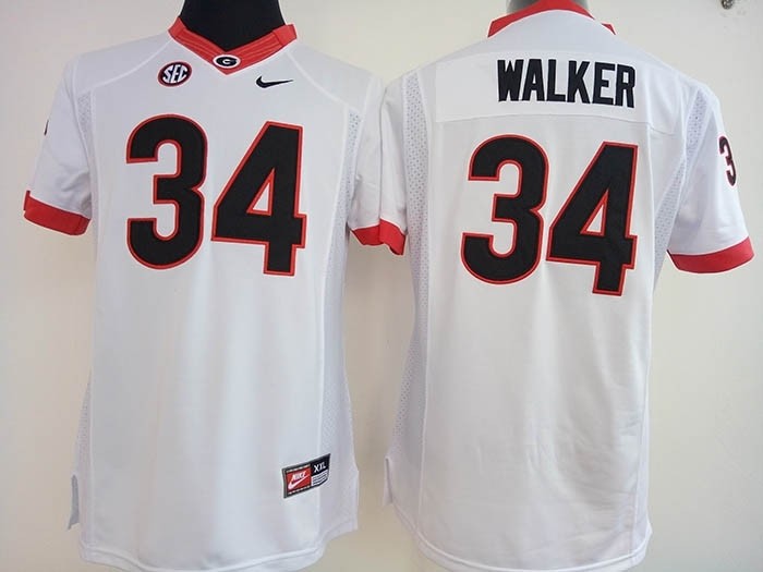 Womens Georgia Bulldogs White #34 Walker jersey