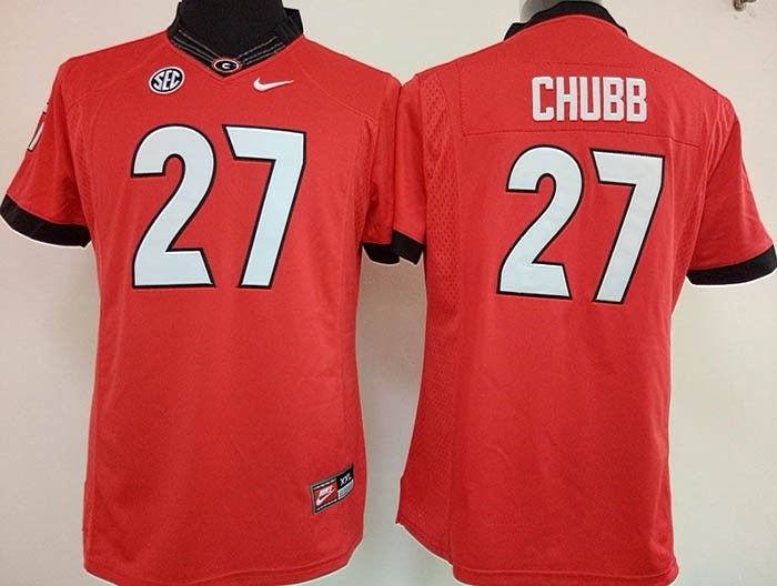 Womens Georgia Bulldogs Red #27 Chubb jersey