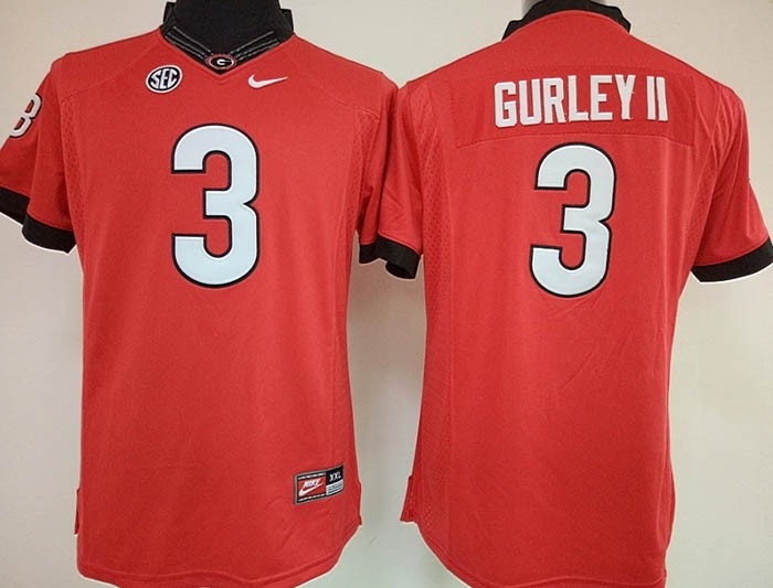 Womens Georgia Bulldogs Red #3  Gurley II jersey