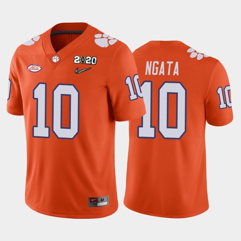 Men's Clemson Tigers #10 Joseph Ngata Orange 2020 National Championship Game Jersey