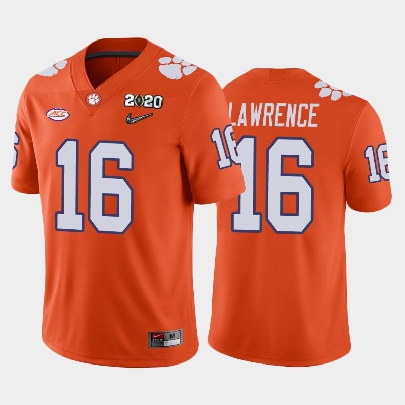 Men's Clemson Tigers #16 Trevor Lawrence Orange 2020 National Championship Game Jersey