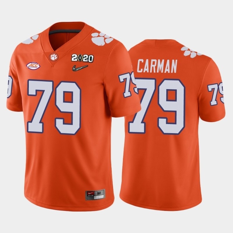 Men's Clemson Tigers #79 Jackson Carman Orange 2020 National Championship Game Jersey