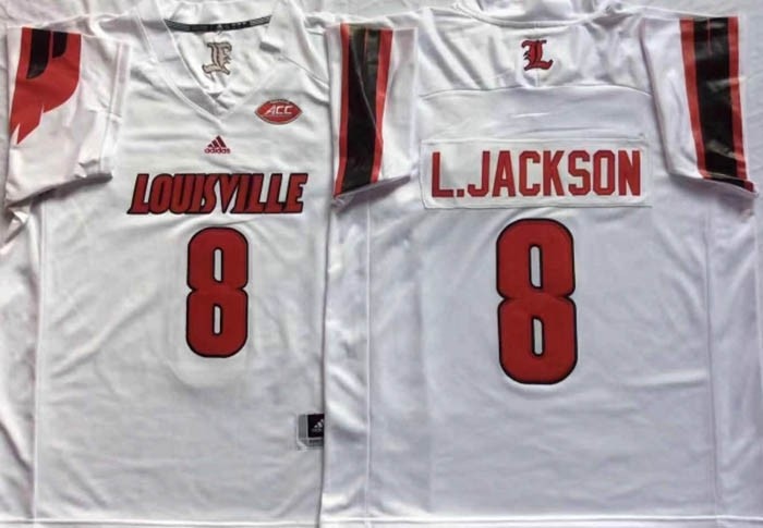 Louisville Cardinals White #8 L.JACKSON