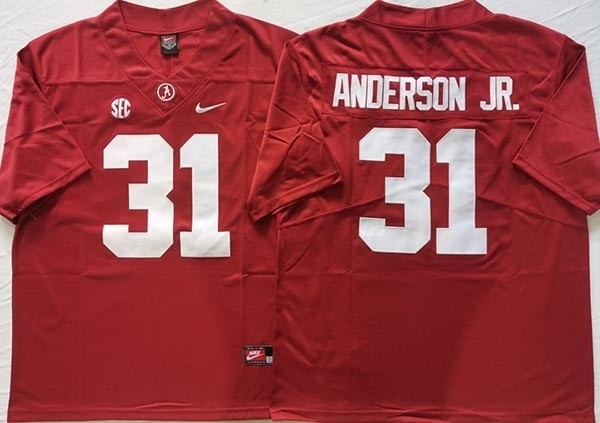 Men's Alabama Crimson Tide #31 ANDERSON JR. Red Jersey