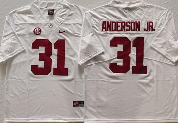 Men's Alabama Crimson Tide #31 ANDERSON JR. White Jersey