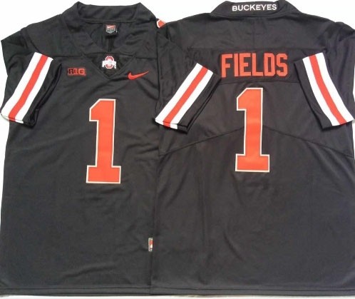 Ohio State Buckeyes #1 Justin Fields Black Orange Limited Stitched College Jersey