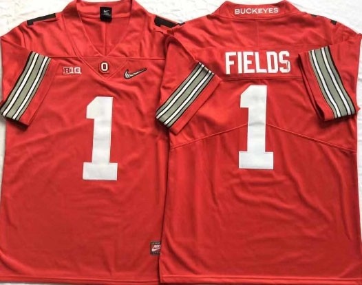 Ohio State Buckeyes #1 Justin Fields Red 2018 Spring Game College Football Limited Jersey