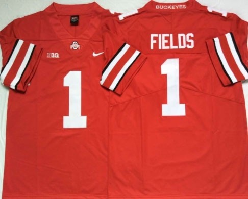 Ohio State Buckeyes #1 Justin Fields Red Limited Stitched College Jersey