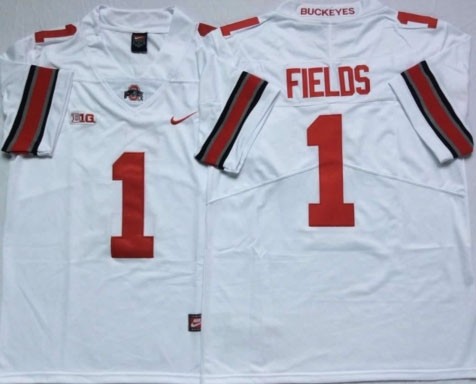 Ohio State Buckeyes #1 Justin Fields White Limited Stitched College Jersey