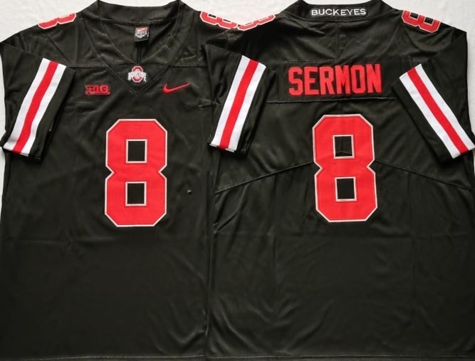 NCAA Ohio State Buckeyes #8 SERMON Black 2021 Jersey