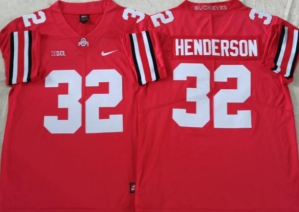 NCAA Ohio State Buckeyes #32 HENDERSON Red 2021-2022 Stitched College Jersey