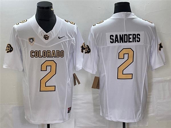 NCAA Colorado Buffaloes #2 Shedeur Sanders White College Football F.U.S.E. Limited Jersey