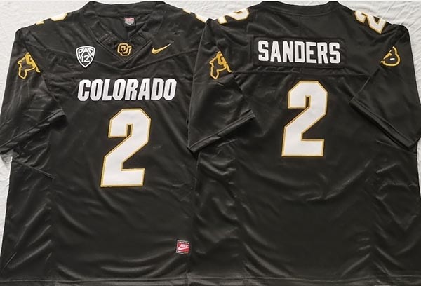 NCAA Colorado Buffaloes #2 SANDERS Black College Football F.U.S.E. Limited Jersey