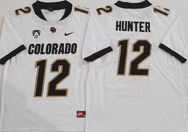 NCAA Colorado Buffaloes #12 HUNTER White College Football Jersey