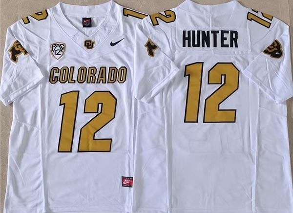 NCAA Colorado Buffaloes #12 HUNTER White-Yellow College Football F.U.S.E. Limited Jersey