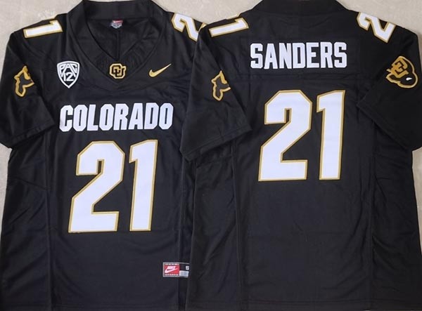 NCAA Colorado Buffaloes #21 SANDERS Black College Football F.U.S.E. Limited Jersey