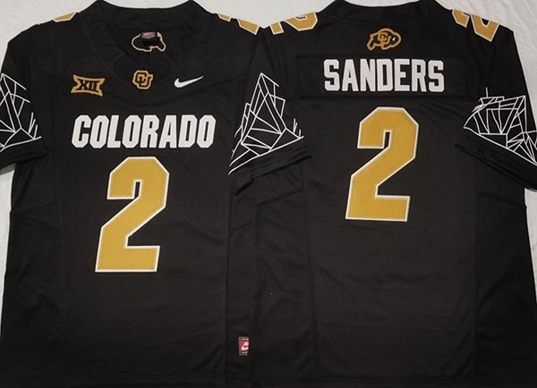 NCAA Colorado Buffaloes #2 SANDERS Black College Football F.U.S.E. Jersey