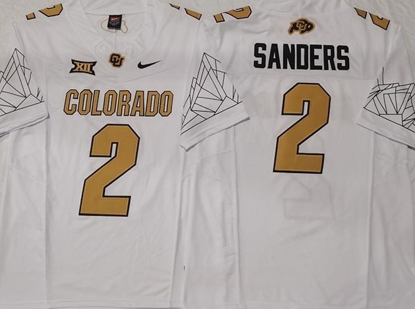 NCAA Colorado Buffaloes #2 SANDERS White College Football F.U.S.E. Jersey