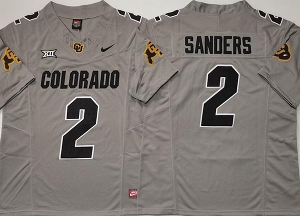 NCAA Colorado Buffaloes #2 SANDERS Grey College Football F.U.S.E. Limited Jersey