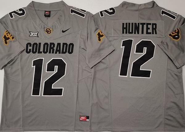 NCAA Colorado Buffaloes #12 HUNTER Grey College Football F.U.S.E. Limited Jersey