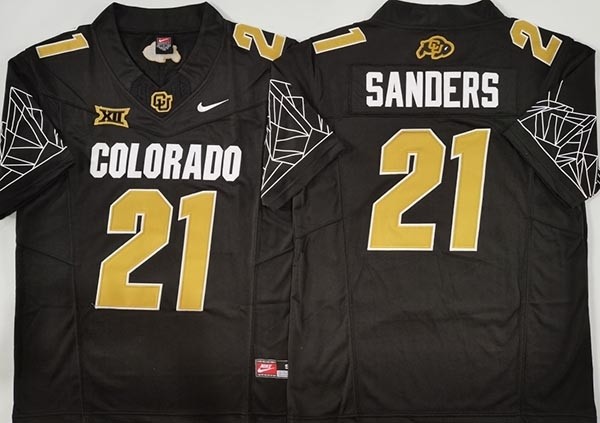 NCAA Colorado Buffaloes #21 SANDERS Black College Football F.U.S.E. Jersey