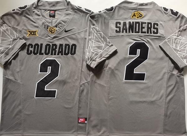 NCAA Colorado Buffaloes #2 SANDERS Grey College Football F.U.S.E. Jersey