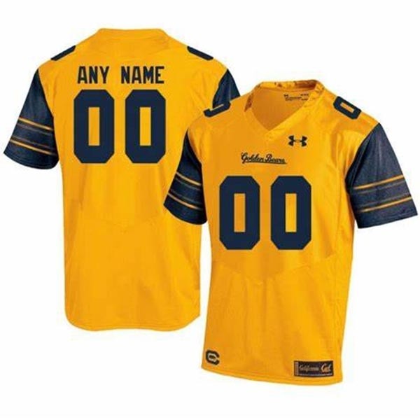 Men's California Golden Bears Custom Yellow Stitched Jersey(Name and number remark in comment column)