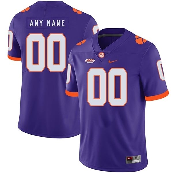 Men's Clemson Tigers Custom Purple Stitched Jersey(Name and number remark in comment column)