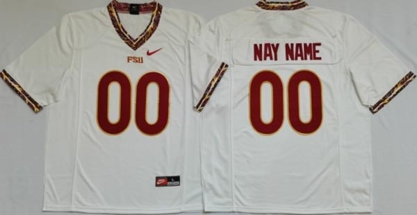 Men's Florida State Seminoles Custom White FSU Stitched Jersey(Name and number remark in comment column)