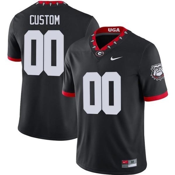 Men's Georgia Bulldogs Custom Black with Bulldogs Logo Stitched Jersey(Name and number remark in comment column)