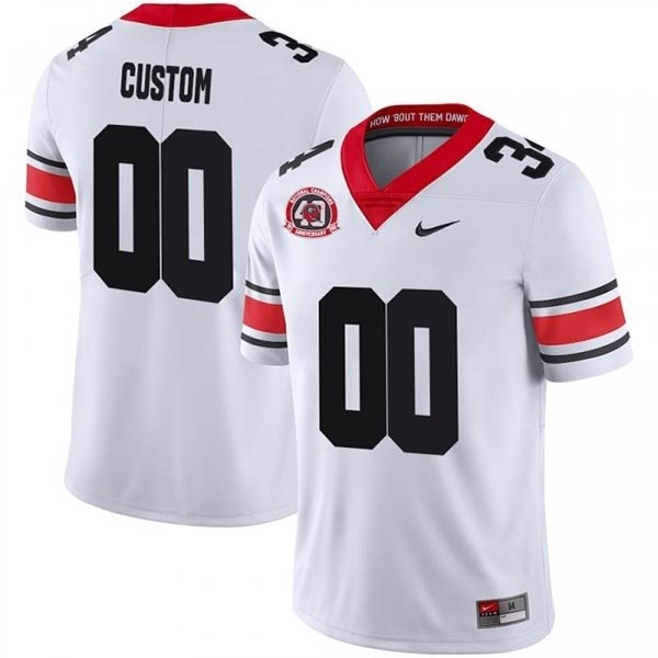 Men's Georgia Bulldogs Custom White With 40th Patch Stitched Jersey(Name and number remark in comment column)