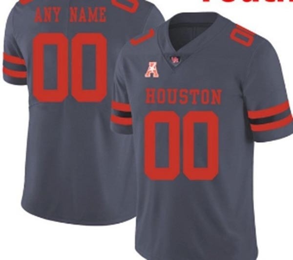 Men's Houston Cougars Custom Grey Stitched Jersey(Name and number remark in comment column)