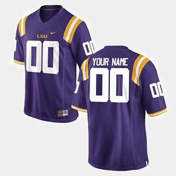 Men's LSU Tigers Custom Purple Stitched Jersey(Name and number remark in comment column)