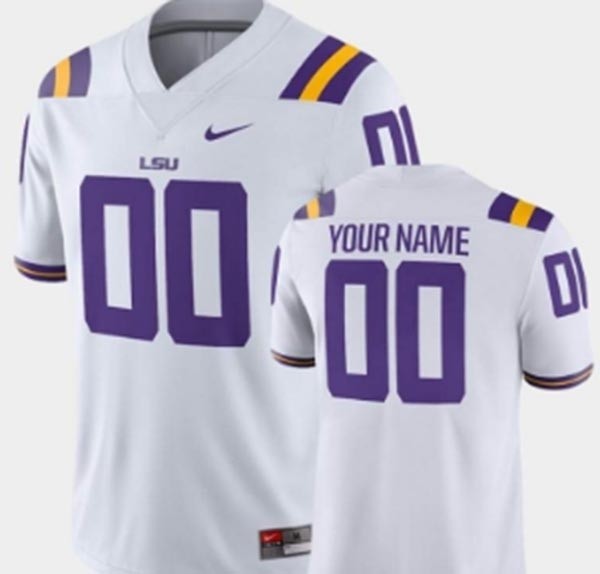 Men's LSU Tigers Custom White Stitched Jersey(Name and number remark in comment column)