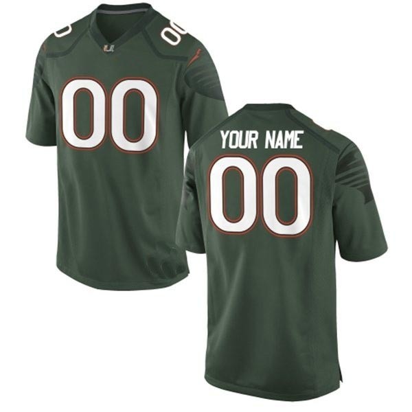 Men's Miami Hurricanes Custom Dark Green Stitched Jersey(Name and number remark in comment column)