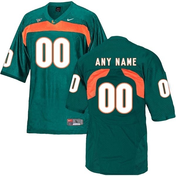 Men's Miami Hurricanes Custom Green Stitched Jersey(Name and number remark in comment column)