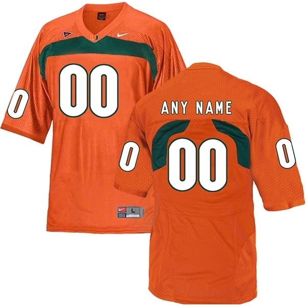 Men's Miami Hurricanes Custom Orange Stitched Jersey(Name and number remark in comment column)