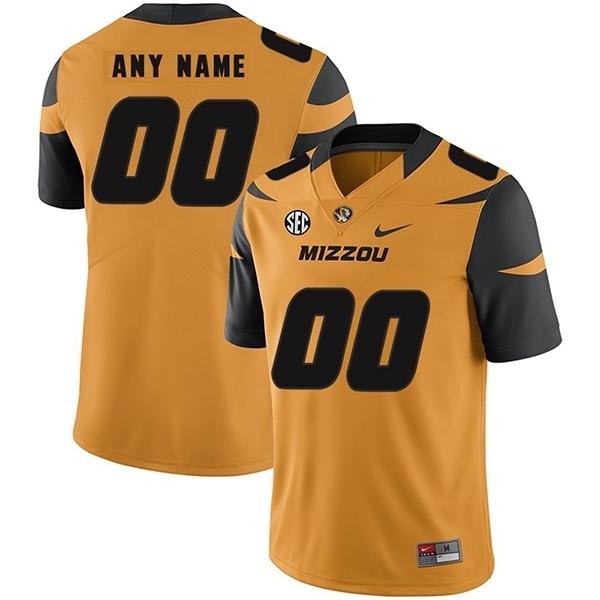 Men's Missouri Tigers Custom Yellow Stitched Jersey(Name and number remark in comment column)