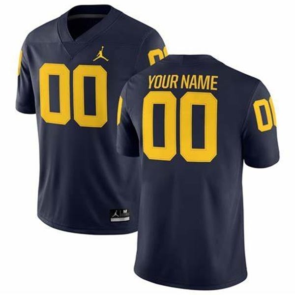 Men's Michigan Wolverines Custom Navy Stitched Jersey(Name and number remark in comment column)