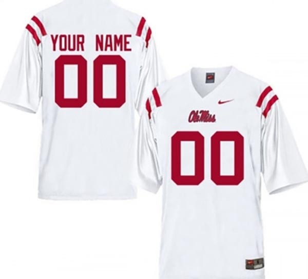 Men's Ole Miss Rebels Custom White Stitched Jersey(Name and number remark in comment column)