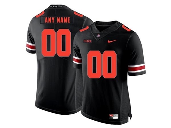 Men's Ohio State Buckeyes Custom Black with Orange Number Stitched Jersey(Name and number remark in comment column)