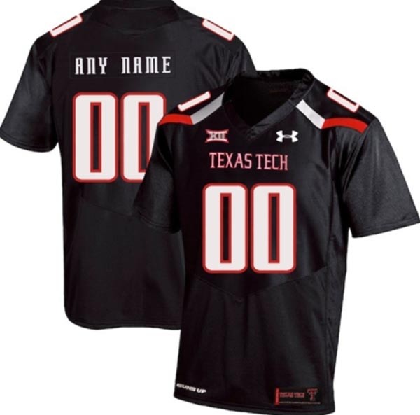 Men's Texas Tech Red Raiders Custom Black Stitched Jersey(Name and number remark in comment column)