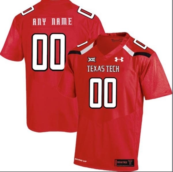 Men's Texas Tech Red Raiders Custom Red Stitched Jersey(Name and number remark in comment column)