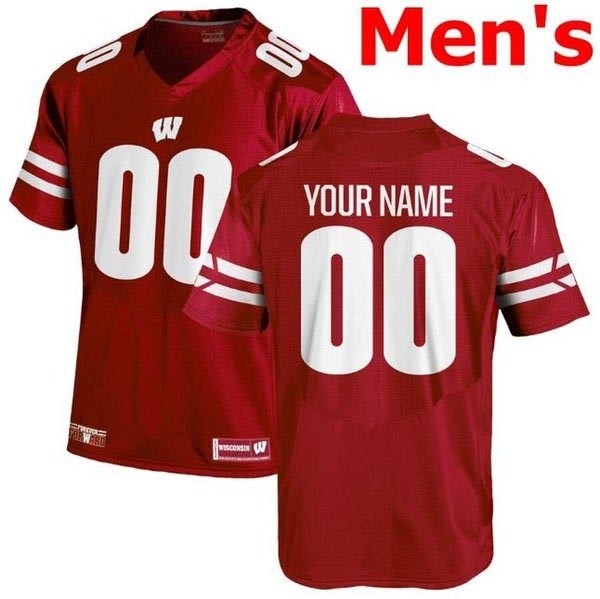 Men's Wisconsin Badgers Custom Red Stitched Jersey(Name and number remark in comment column)