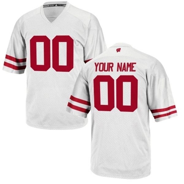 Men's Wisconsin Badgers Custom White Stitched Jersey(Name and number remark in comment column)